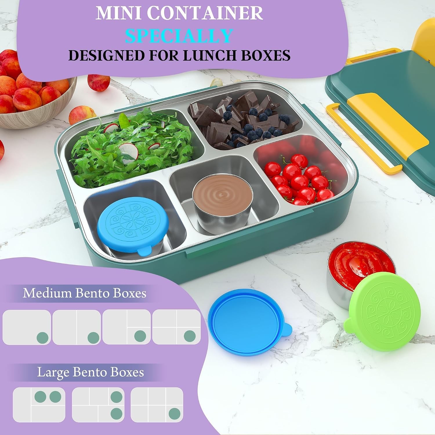 6×1.6 Oz Salad Dressing Containers With Lids, Small Leakproof Reusable Stainl…