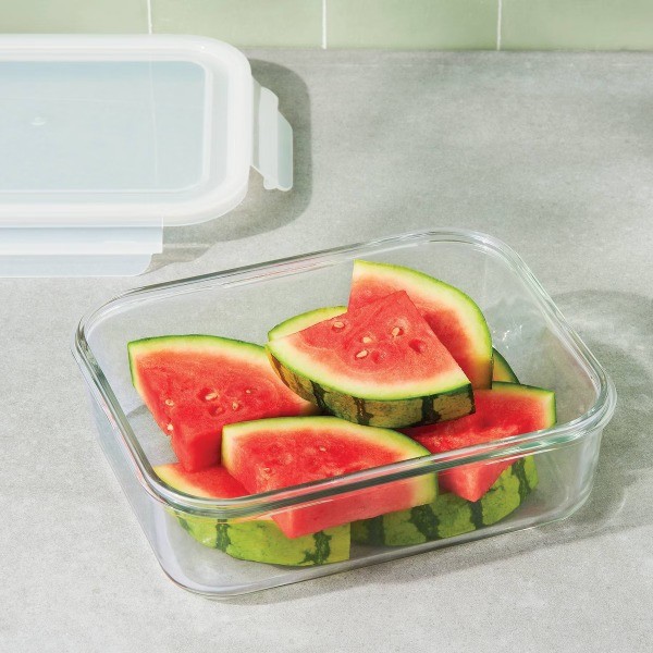 8 Cup Glass Food Storage Container Clear Glass Container with Lid, Dishwasher