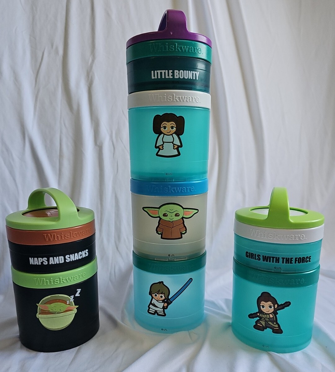 Lot 8 GENTLY USED Whiskware Star Wars The Mandalorian Stackable Snack Packs