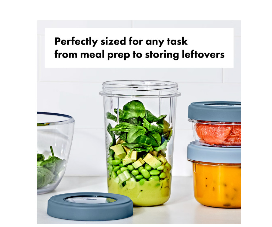 OXO Twist & Stack 12-Piece Lunch Prep Container Set, Ocean Blue, 128 oz, Pack:6