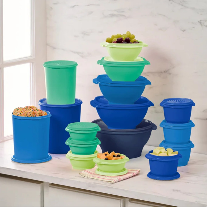 Tupperware Heritage Collection Food Storage Containers, Set of 32 Blue