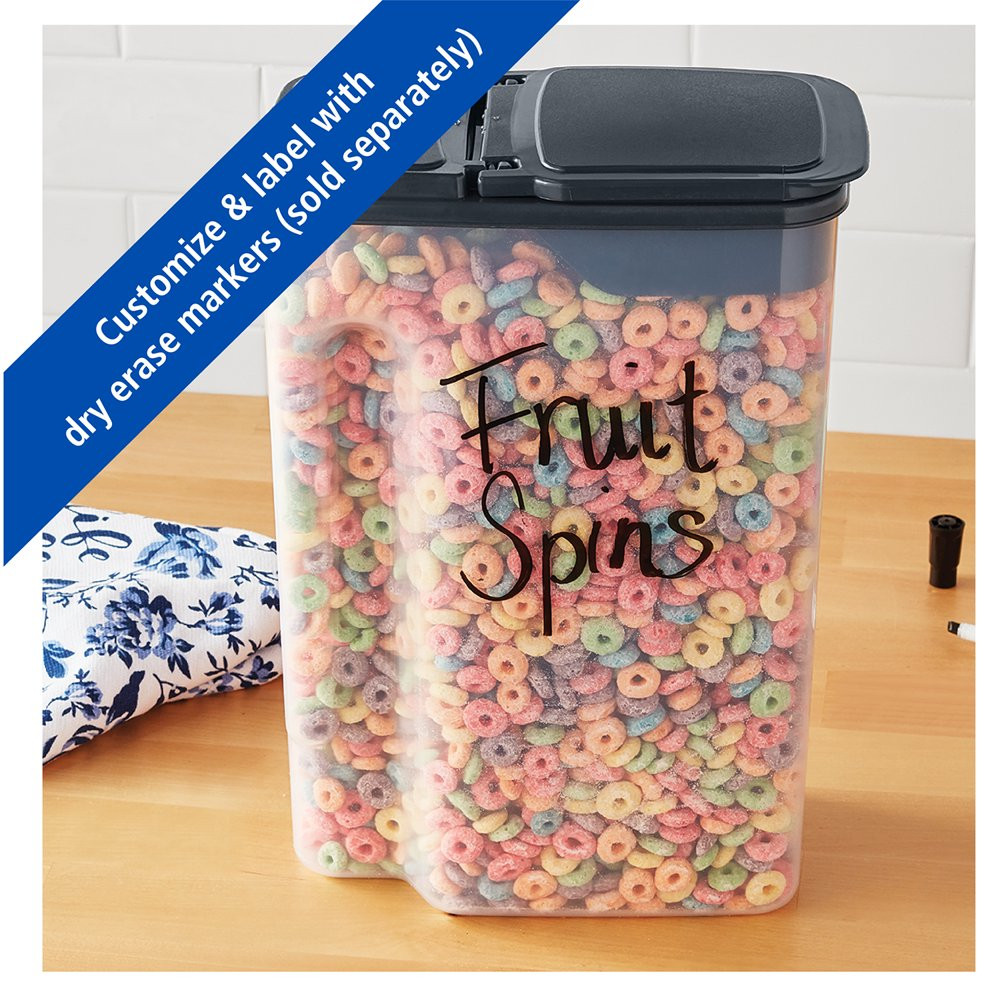 DRY FOOD CONTAINER BIN Large Plastic Canister Dispenser, 32 Cups Cereal Pet Food