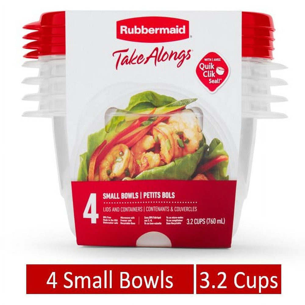 PLASTIC FOOD STORAGE CONTAINERS (4-Pack) 3.2 Cup Small Bowl