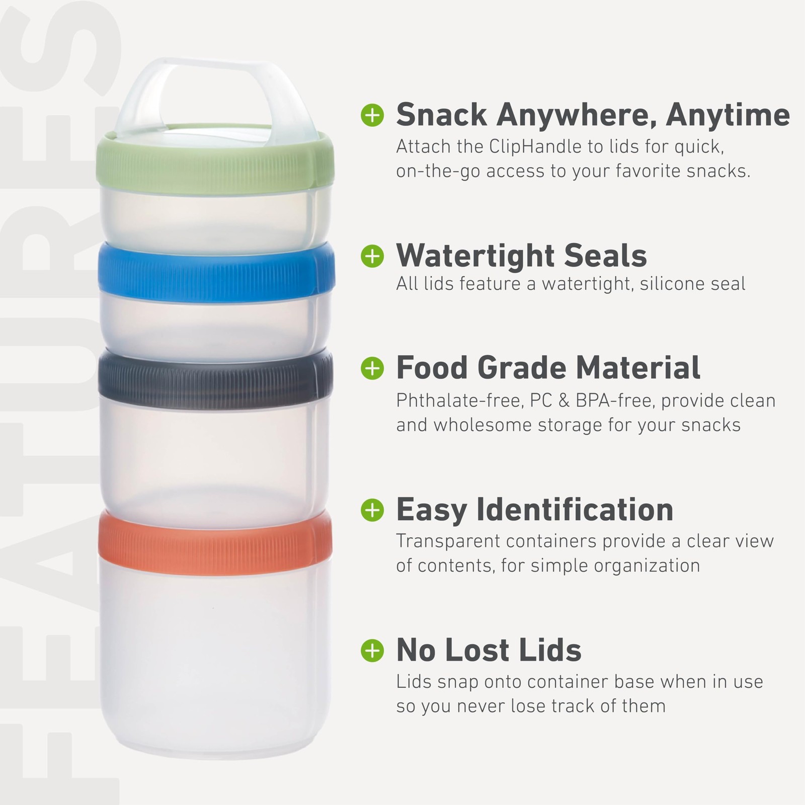 humangear Stax Modular Storage System – Food-Safe 4-Piece Large, Spectrum