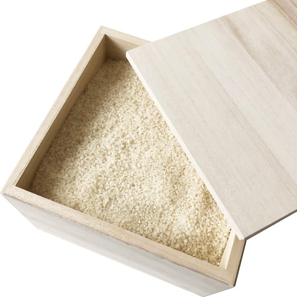 KATOMOKU Paulownia Rice Bin 5kg Storage White Wood Japan