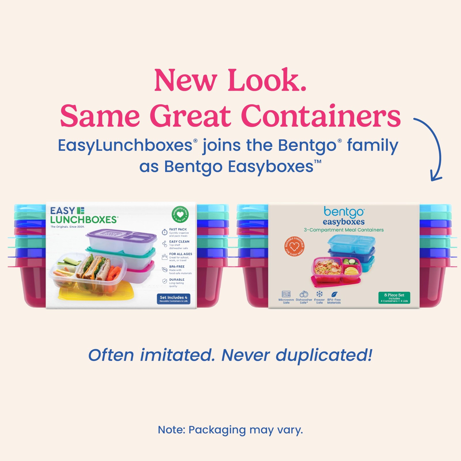 Bentgo Easyboxes – Original Stackable Lunch Boxes – Jewel Brights (4-Pack)