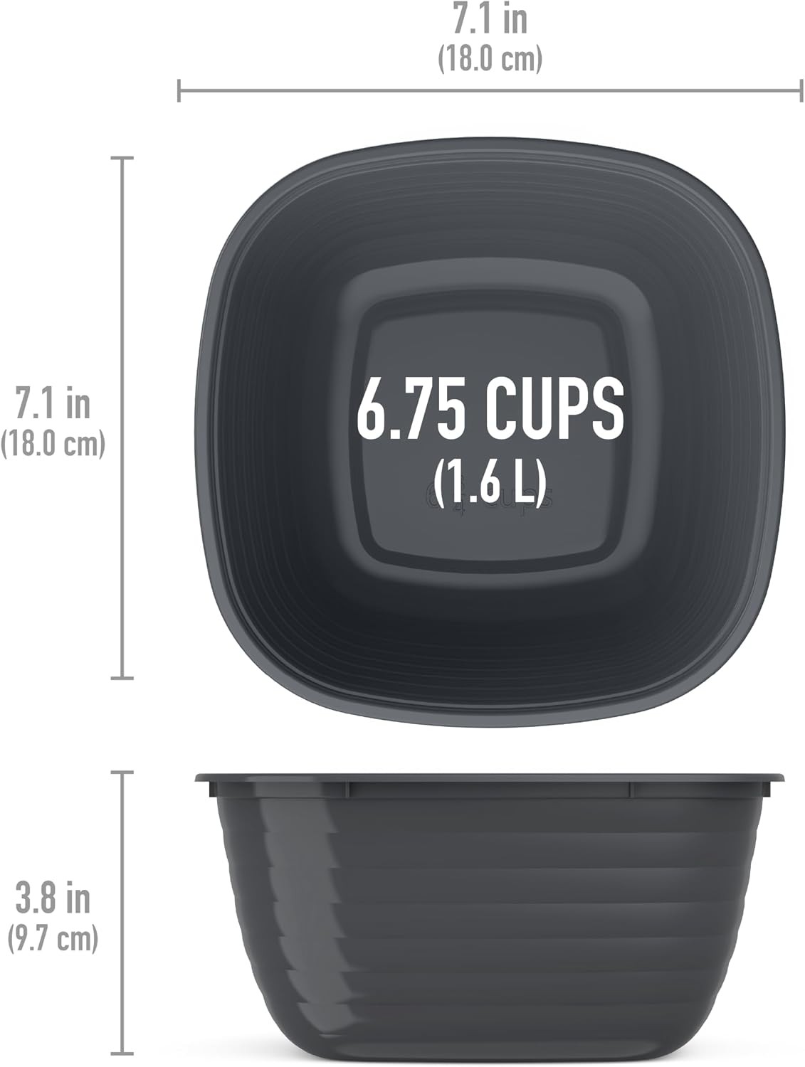 Prep – 1-Compartment Bowls with Custom Fit Lids – Reusable, Microwaveable,