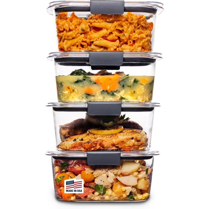 Brilliance BPA-Free Food Storage Containers W/ Lids Airtight Clear Set of 2 9.6