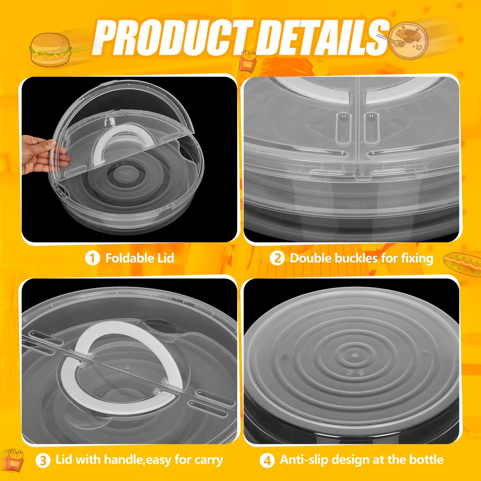 3 Pcs 12 Inch Pie Carrier with Lid and Handle, 2 Compartments Food Storage Co…