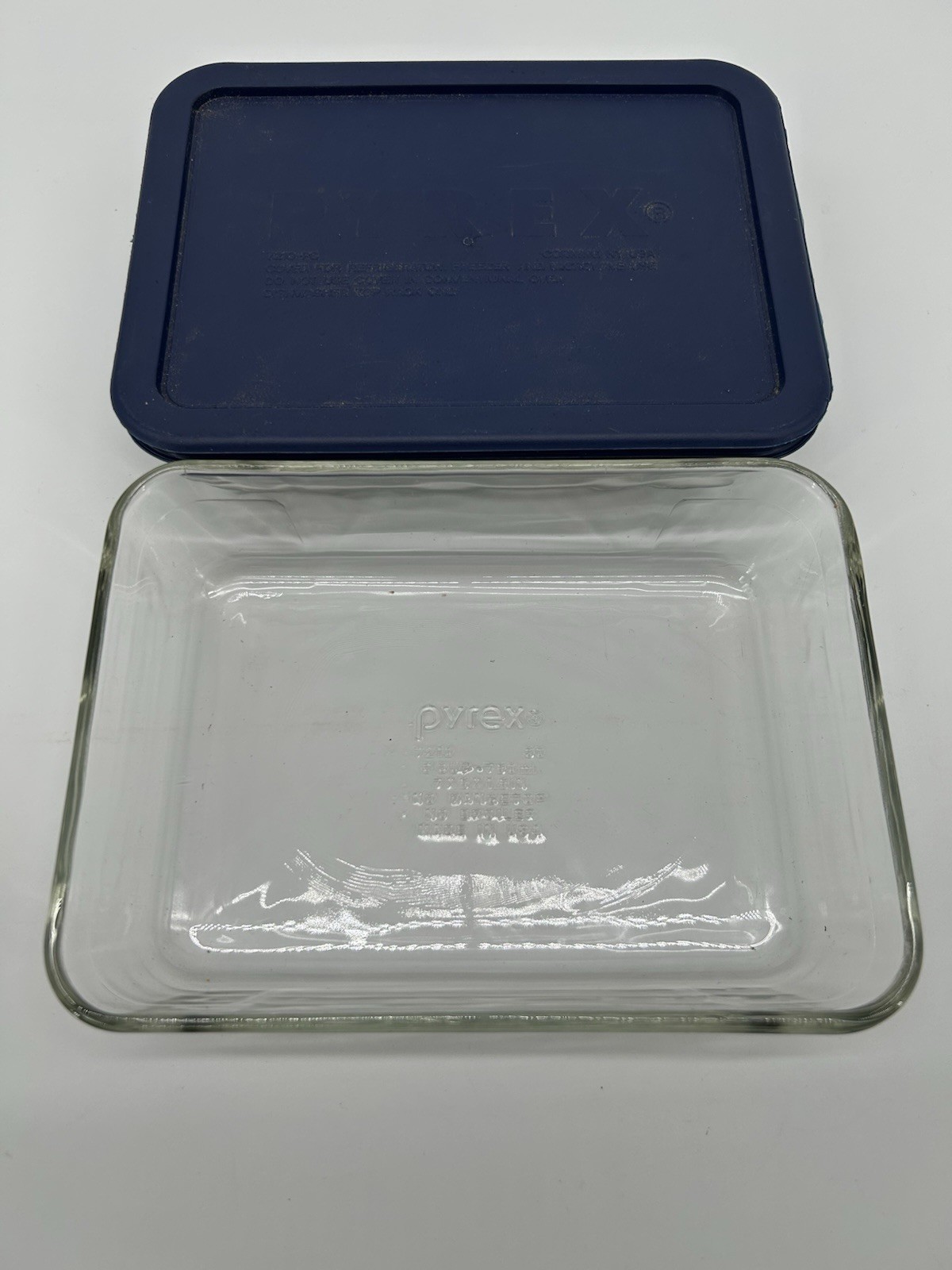 Pyrex 7210 PC 3 Cup Glass Storage Container Blue Lid Food Storage Dish set of 2