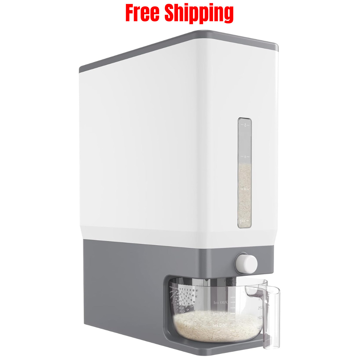Lifewit Rice Dispenser 25 Lbs(11.3kg), Rice Storage Container, BPA-Free, Grey