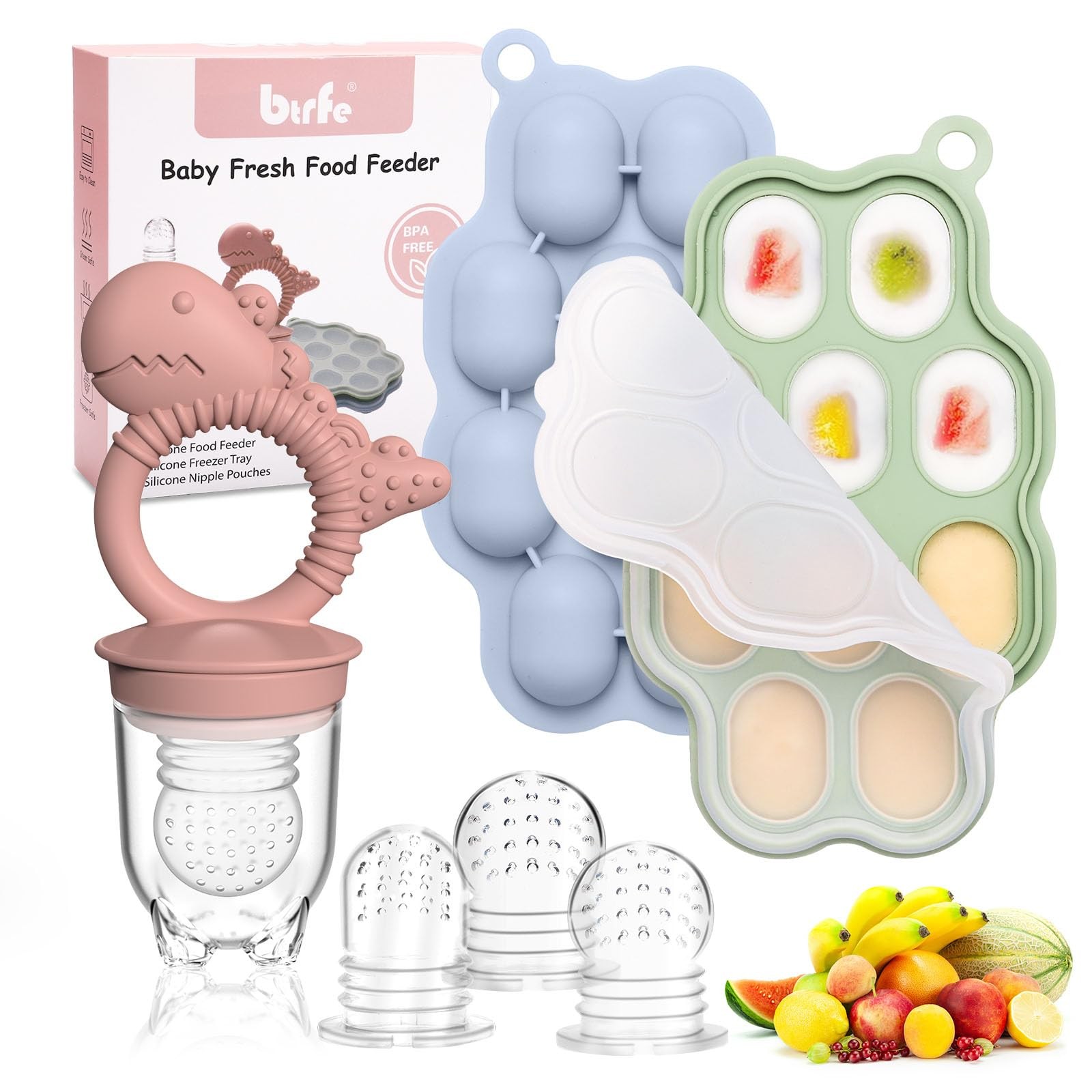 Baby Breastmilk Popsicle Molds & Fruit Feeder Pacifier, Silicone Baby Food Fr…