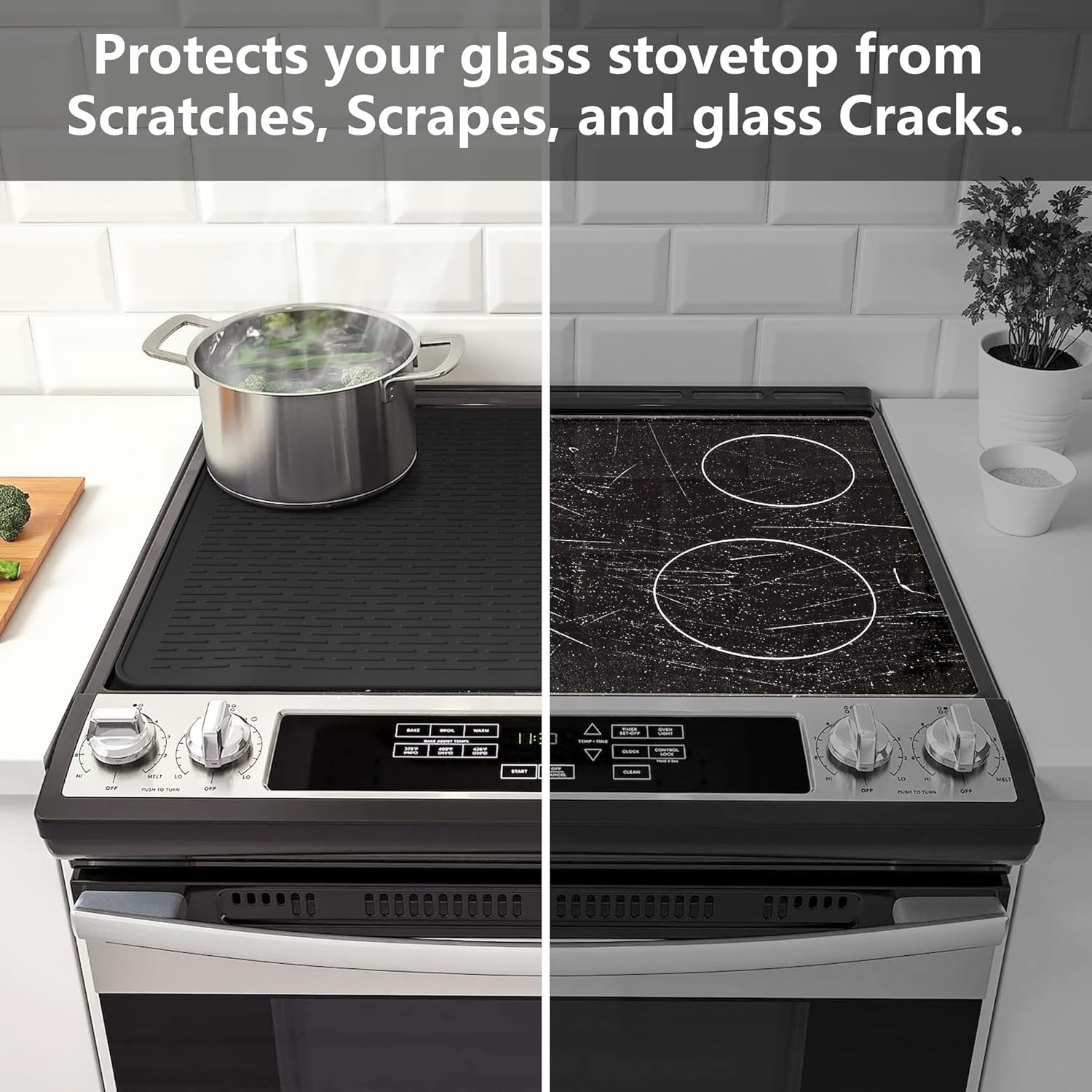 Stove Top Cover for Electric – Silicone Mat 28″L x 20″W, Black