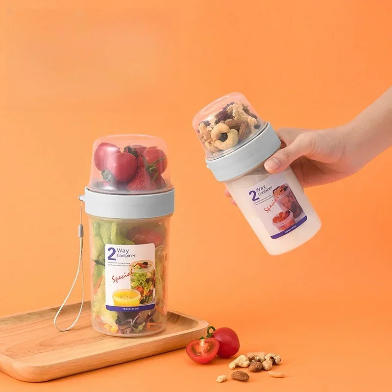 Lunch Box Container Set Breakfast Oatmeal Cereal Nut Yogurt Salad Cup Seal with