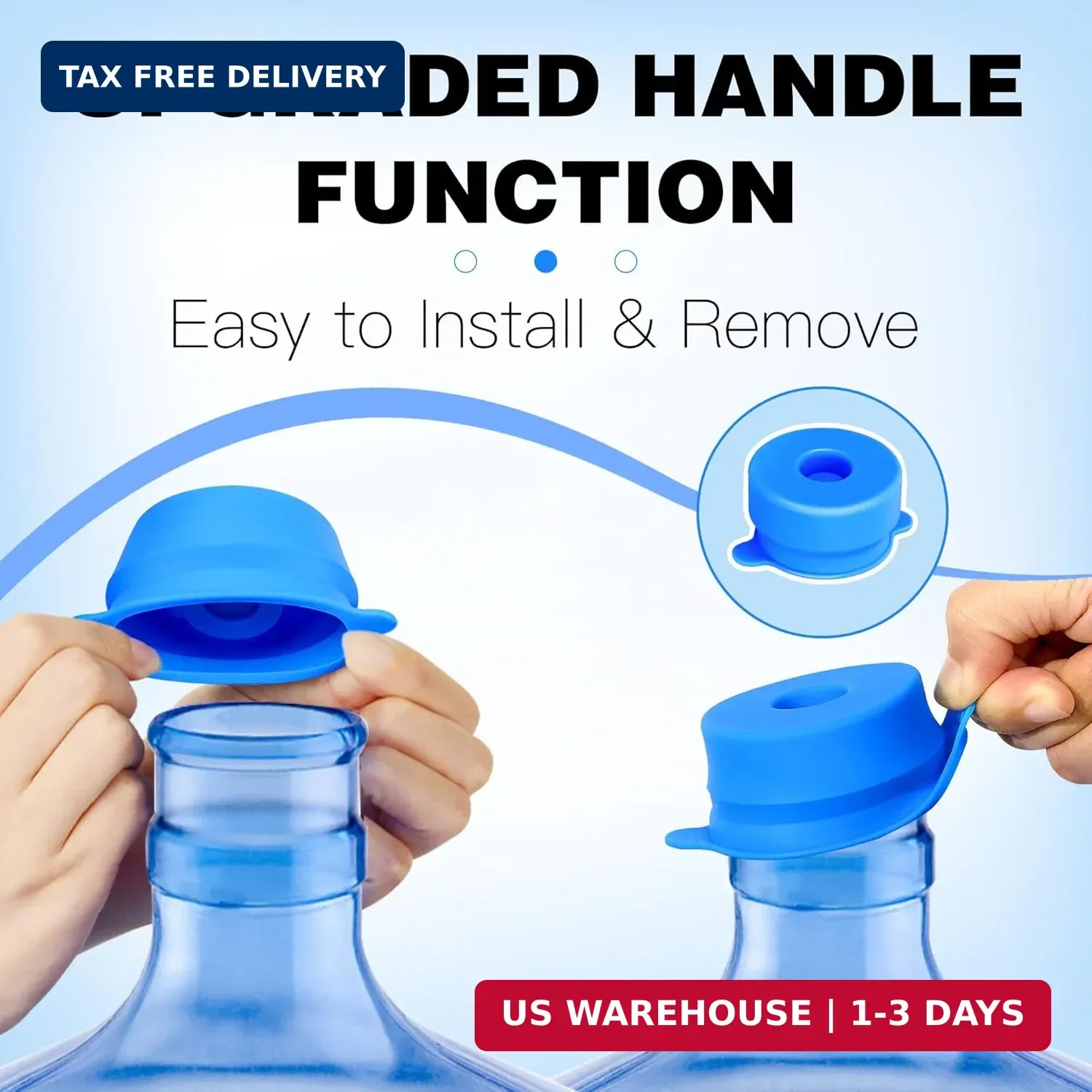 U-Goforst [4 PACK] 3 & 5 Gallon Water Jug Caps – 55mm Silicone Reusable Replacem