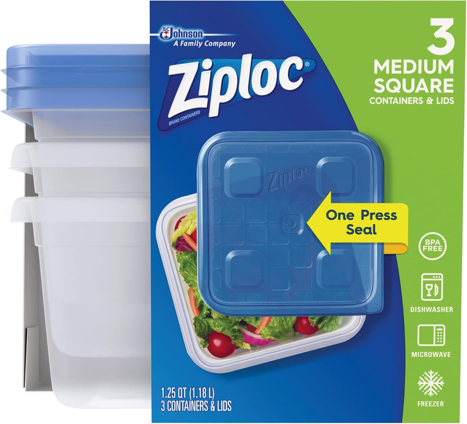 Ziploc® Plastic Storage Container Set, Clear, Pack of 3