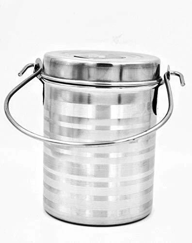 Milk Pot Stainless Steel with Lid Ghee Oil Milk Container Flate Bottom 2 Ltr