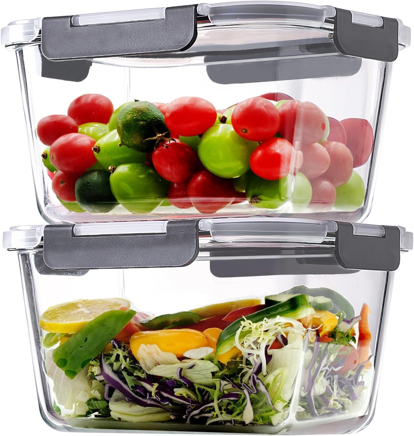 2 Pack Large Glass Storage Containers with Lids 85oz/10.5cup Big Airtight Gla…