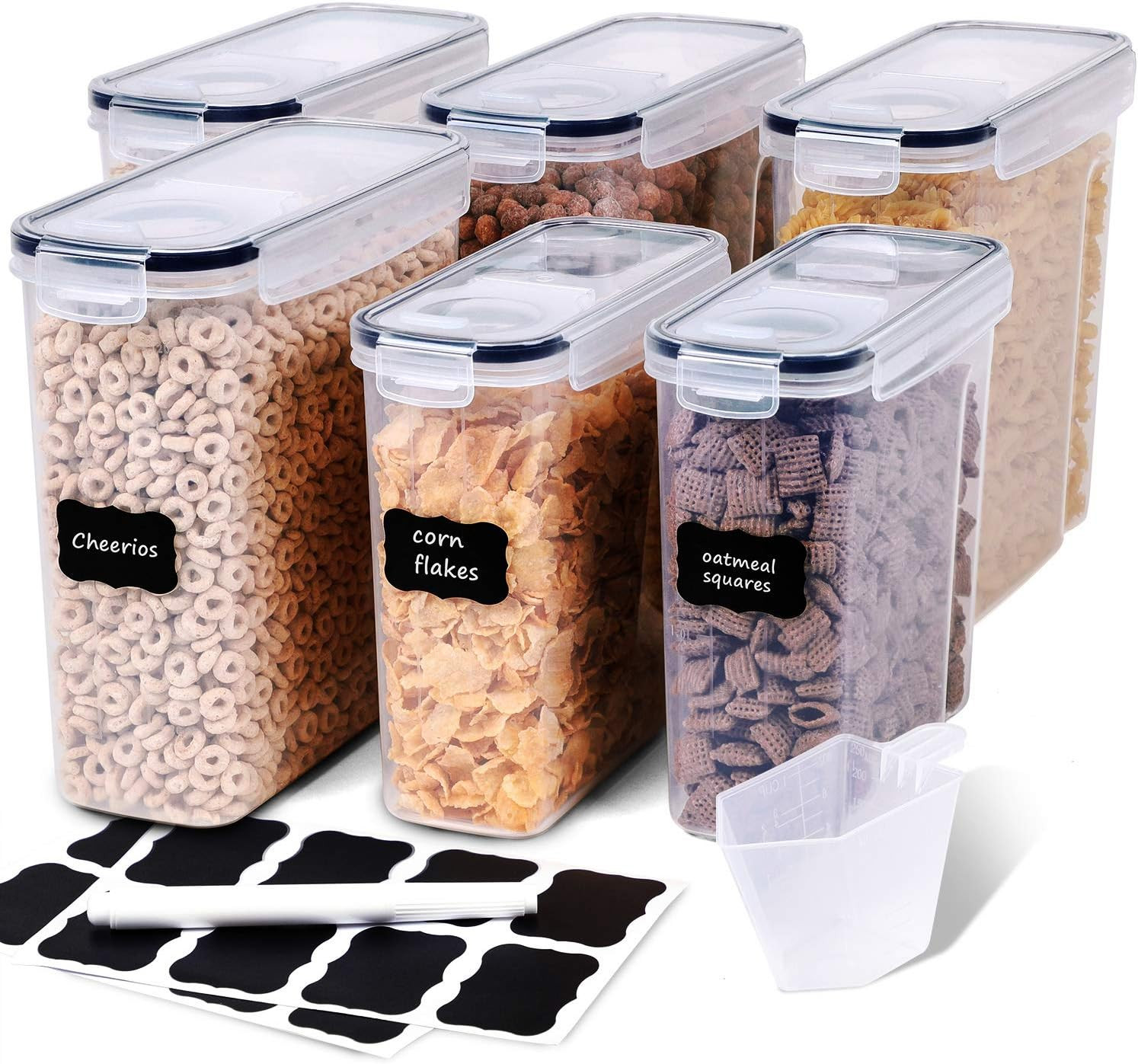 Cereal Containers Storage Set – 6 Piece Airtight Large Dry Cereal Storage Contai