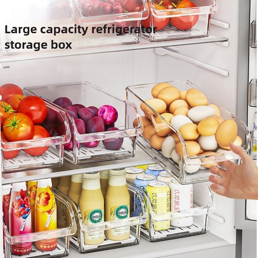 Clear Fridge Organizer Bins Refrigerator Storage Containers for Food Fruit