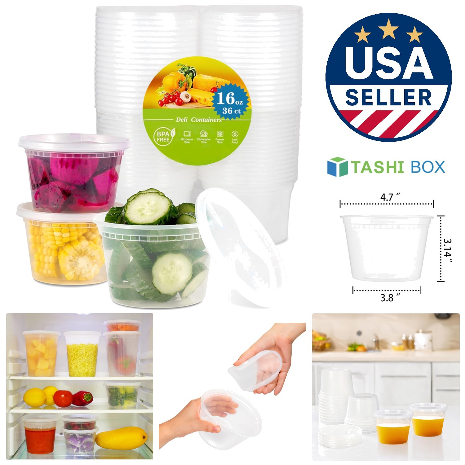 Microwavable 16 oz Food Storage Containers – 36 Leak-proof Sets, Clear Design