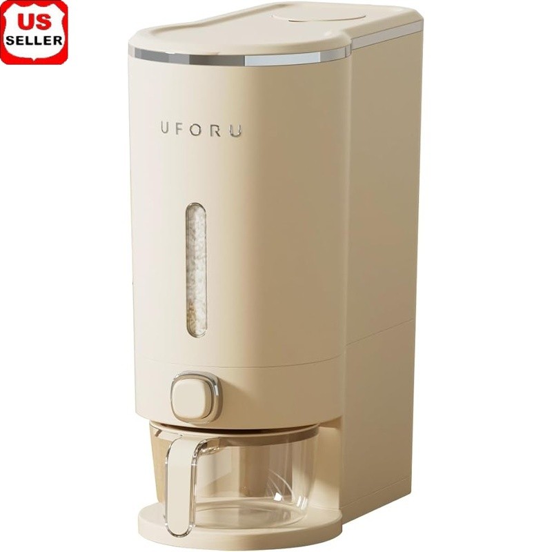 22LB Airtight Rice Dispenser W/ Pest Prevention & One-Touch Measuring Cup New