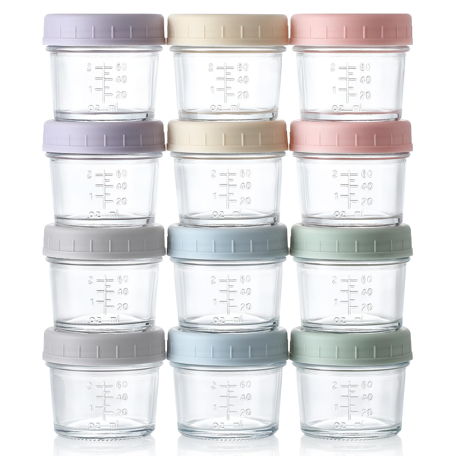 VITEVER 12Pack Glass Baby Food Storage Containers – 4 oz Baby Food Storage J…