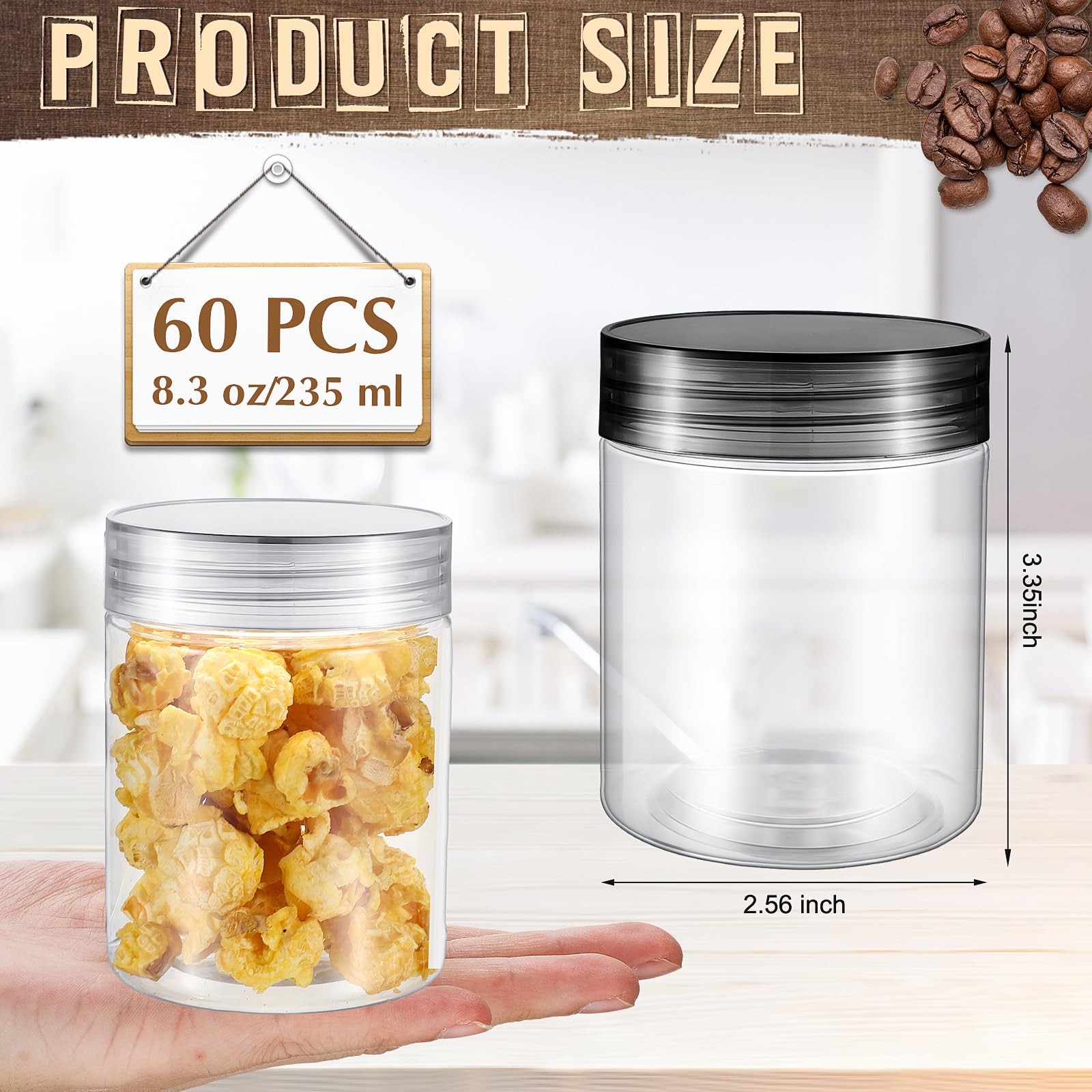 60 Pcs 8 oz Plastic Jars with Lids Clear Round Leakproof Storage Containers E…
