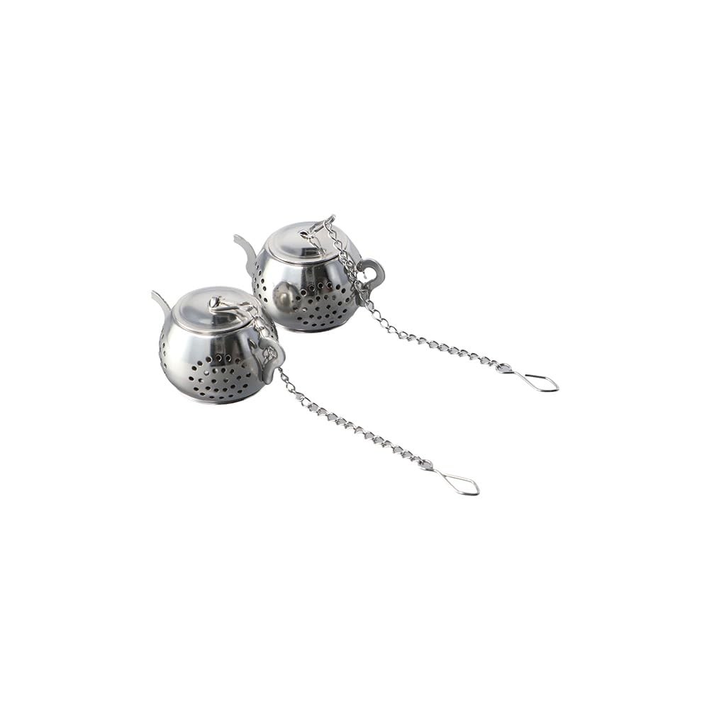 Tea Infusers for Loose Tea, 2 pack Cute Stainless Steel Teapot Shaped Silver