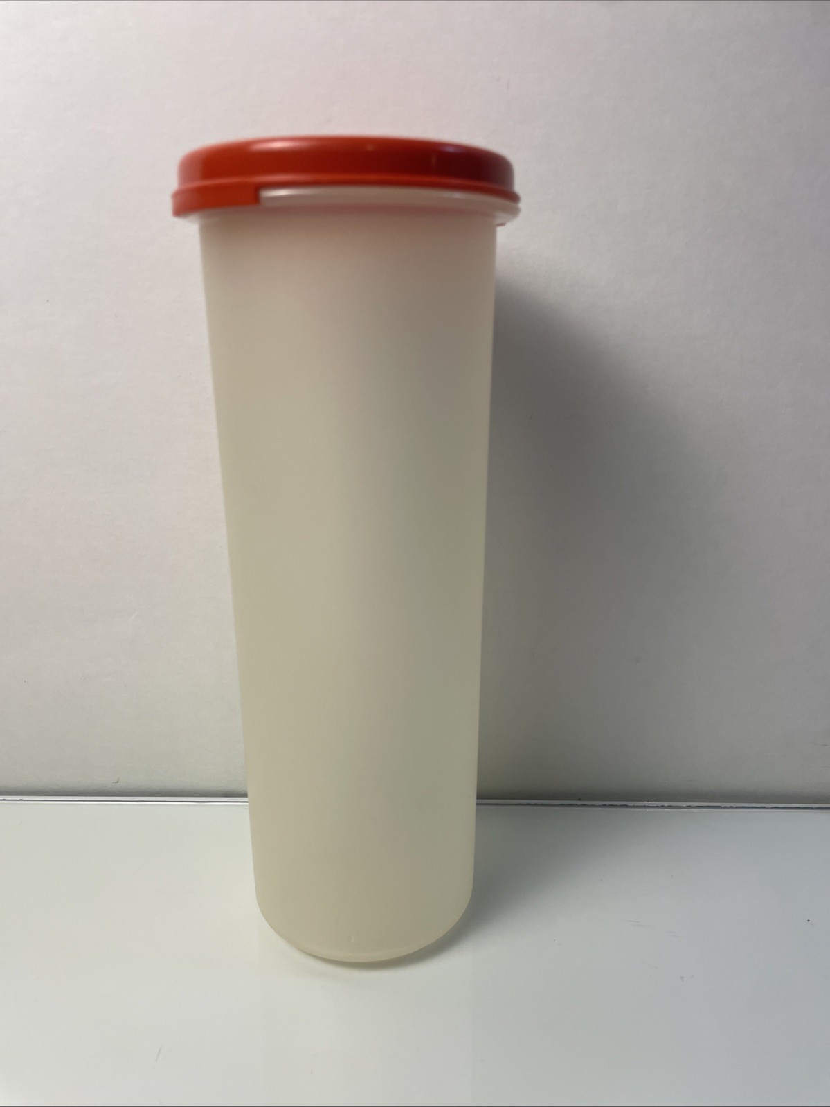 Tupperware Tall Storage Container 30 fl oz / 890 ml Orange Lid 9″ USA Made