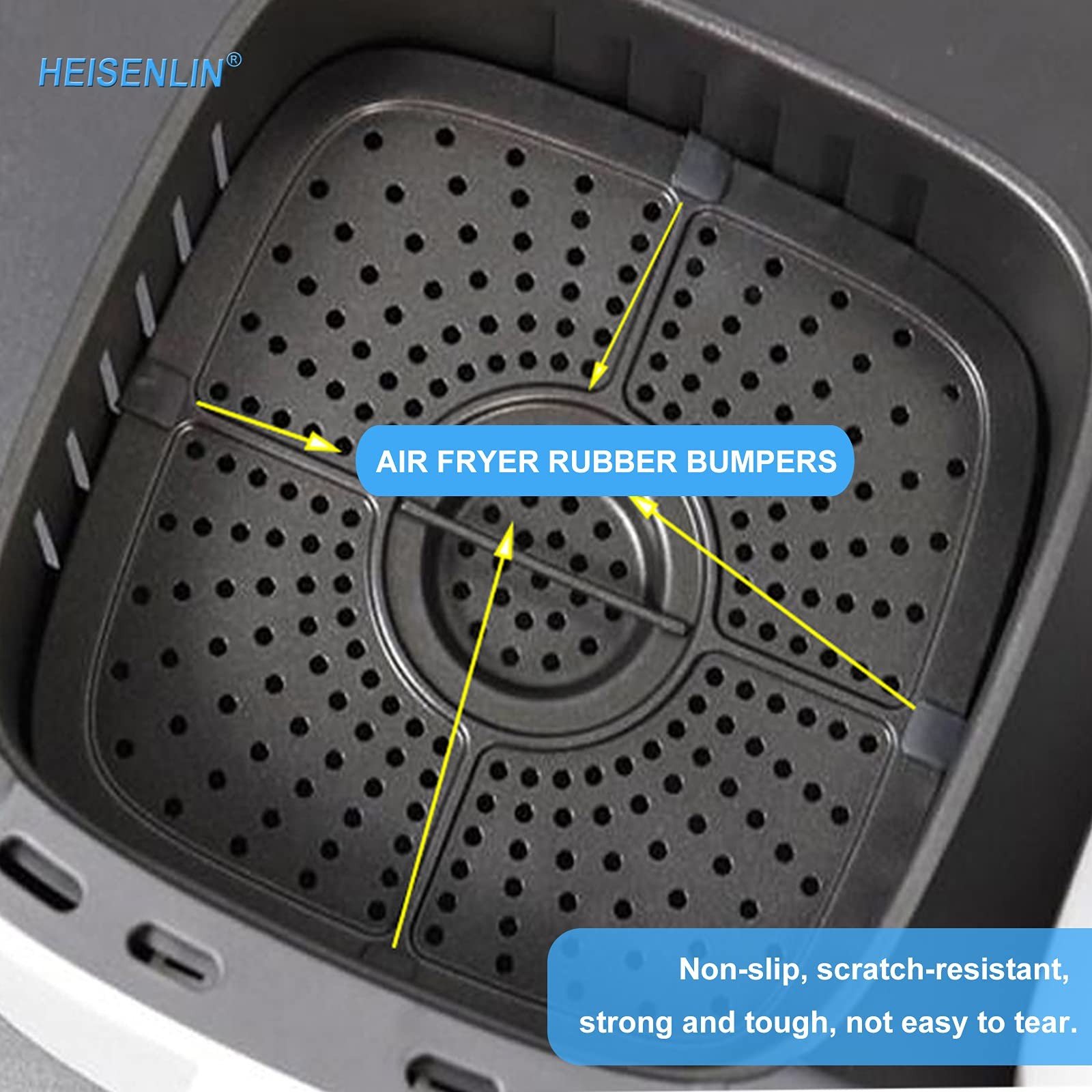HEISENLIN Air Fryer Rubber Bumpers, 4PCS Premium Silicone 0.4*0.4IN, Black