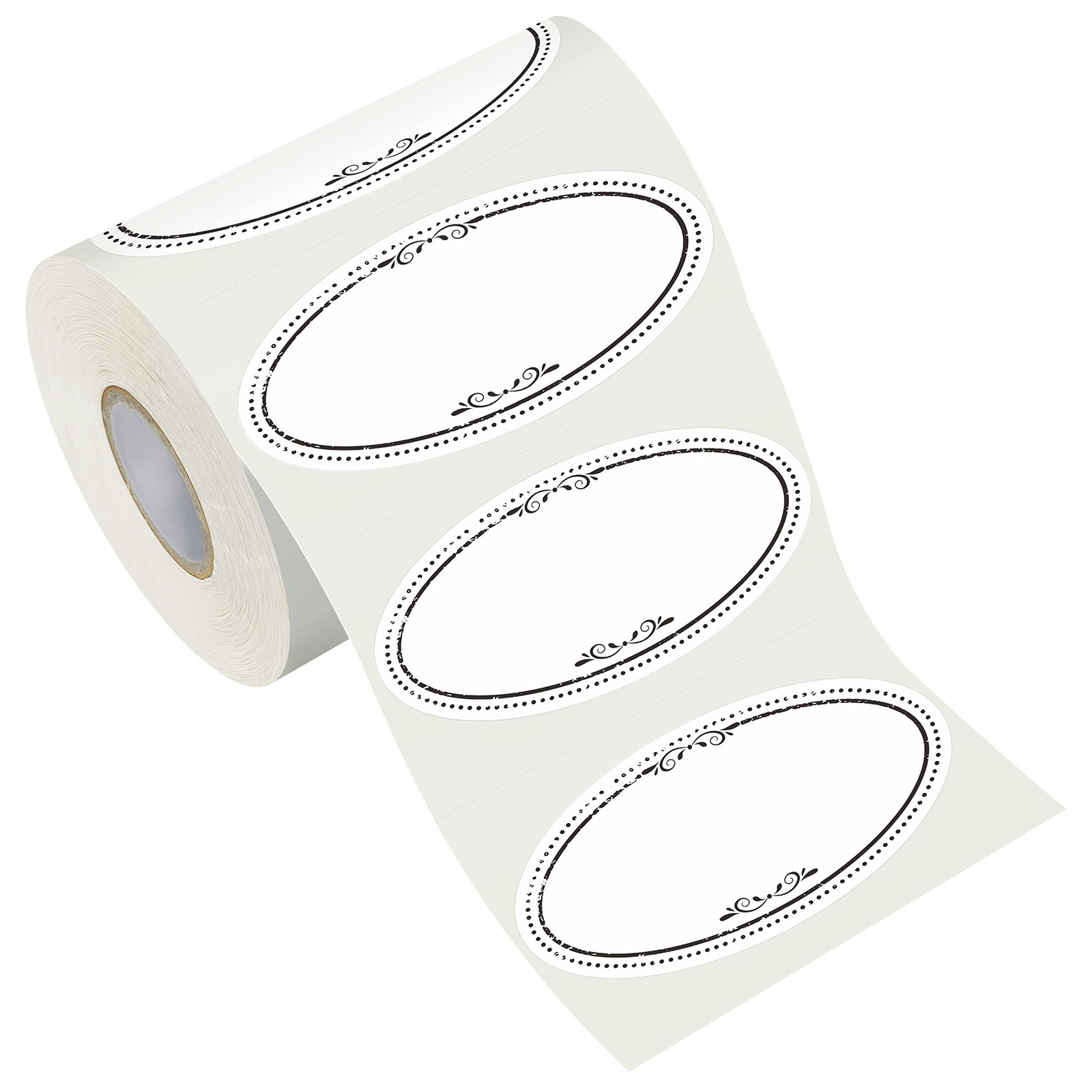 500 Removable Freezer Pantry Oval Canning Labels, Black Polka Borders, Water …
