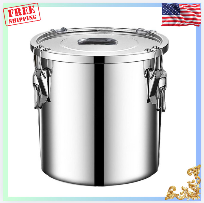 New 12L 304 Stainless Steel Airtight Food Storage Container w/ Lock Lid