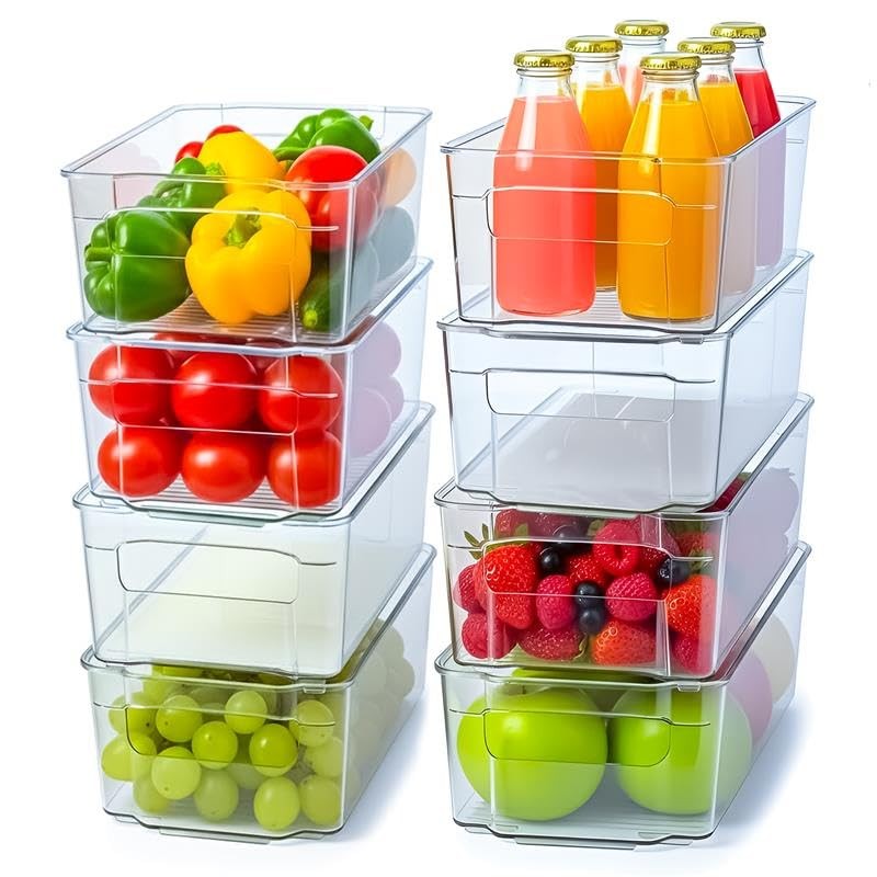 – Fridge & Refrigerator Organizer Bins (8 Pack), Clear Stackable Durable Plas…