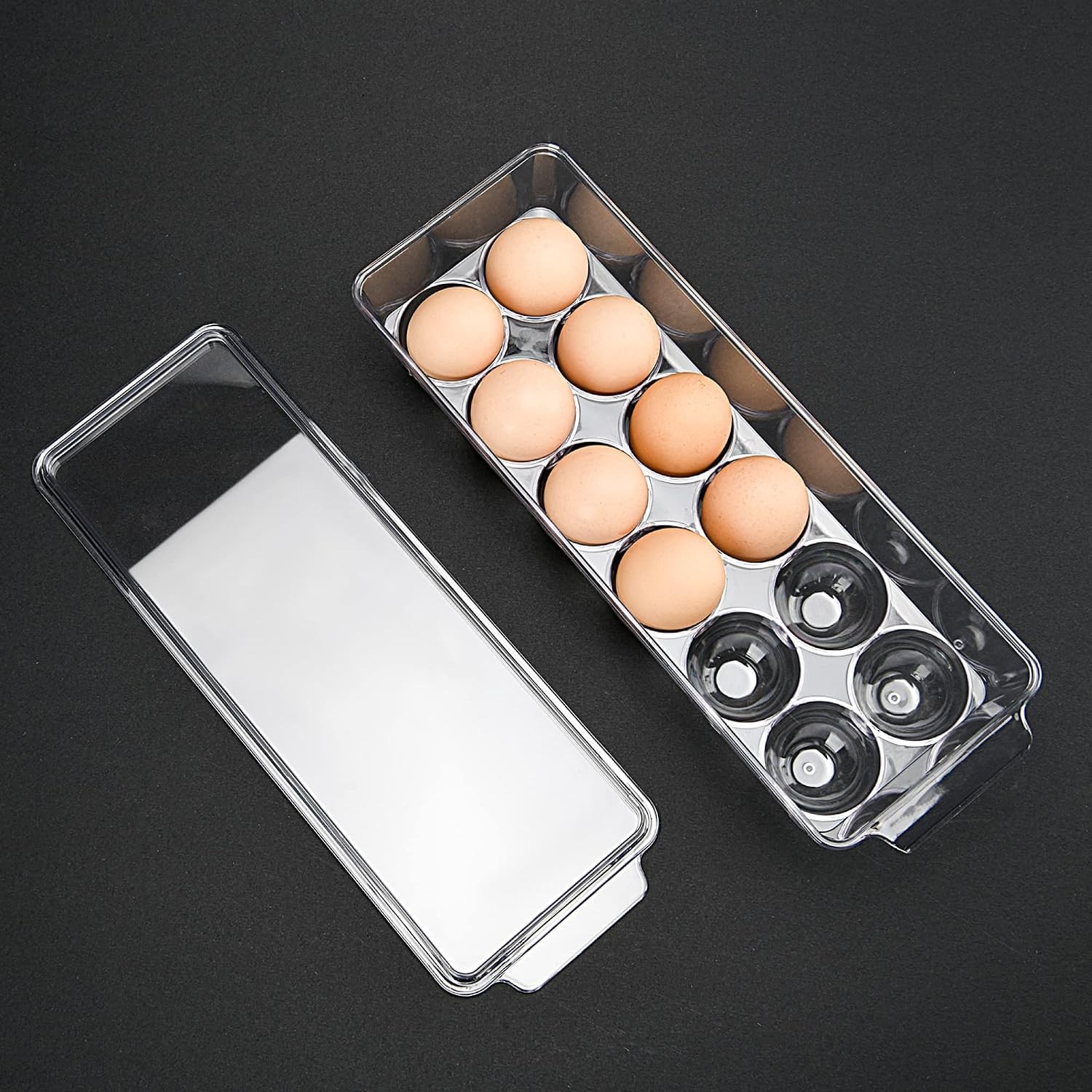 Clear Egg Holder for Refrigerator, BPA-Free Container for 12 Eggs Storage
