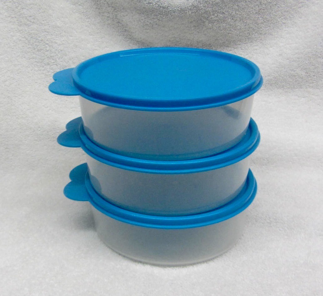 3 Big Wonders Tupperware 700ml 3 Cups Food Storage Containers 3673A BLUE LID