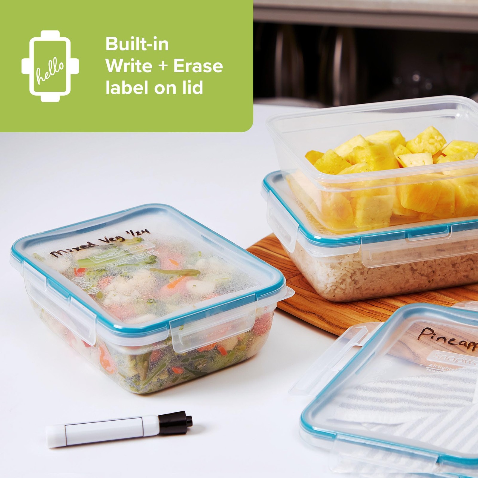 Snapware Total Solution 3-Pack (8.5-Cup) Plastic Food Storage Containers Set, Le