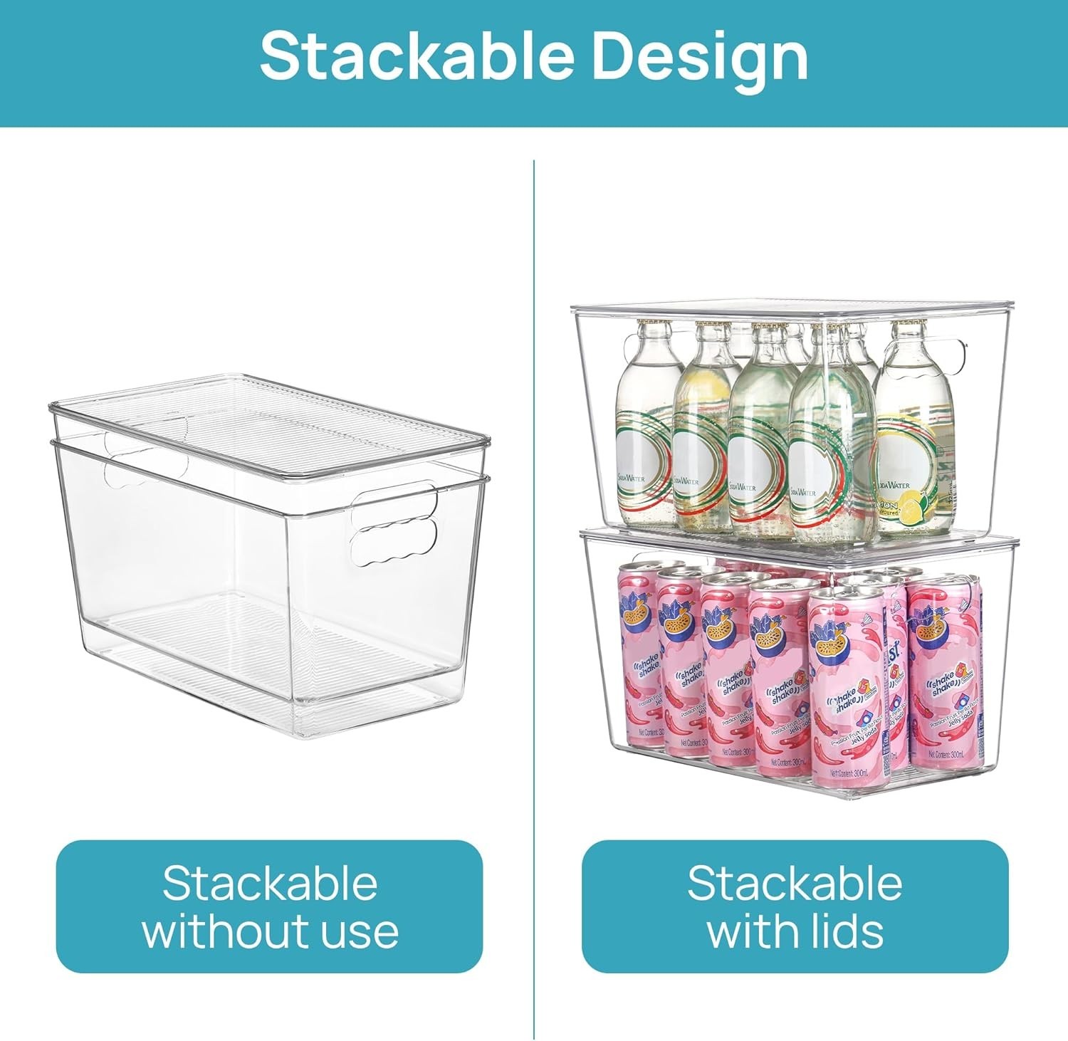 6 Pack Clear Stackable Storage Bins with Lids,XLarge Plastic Containers with …