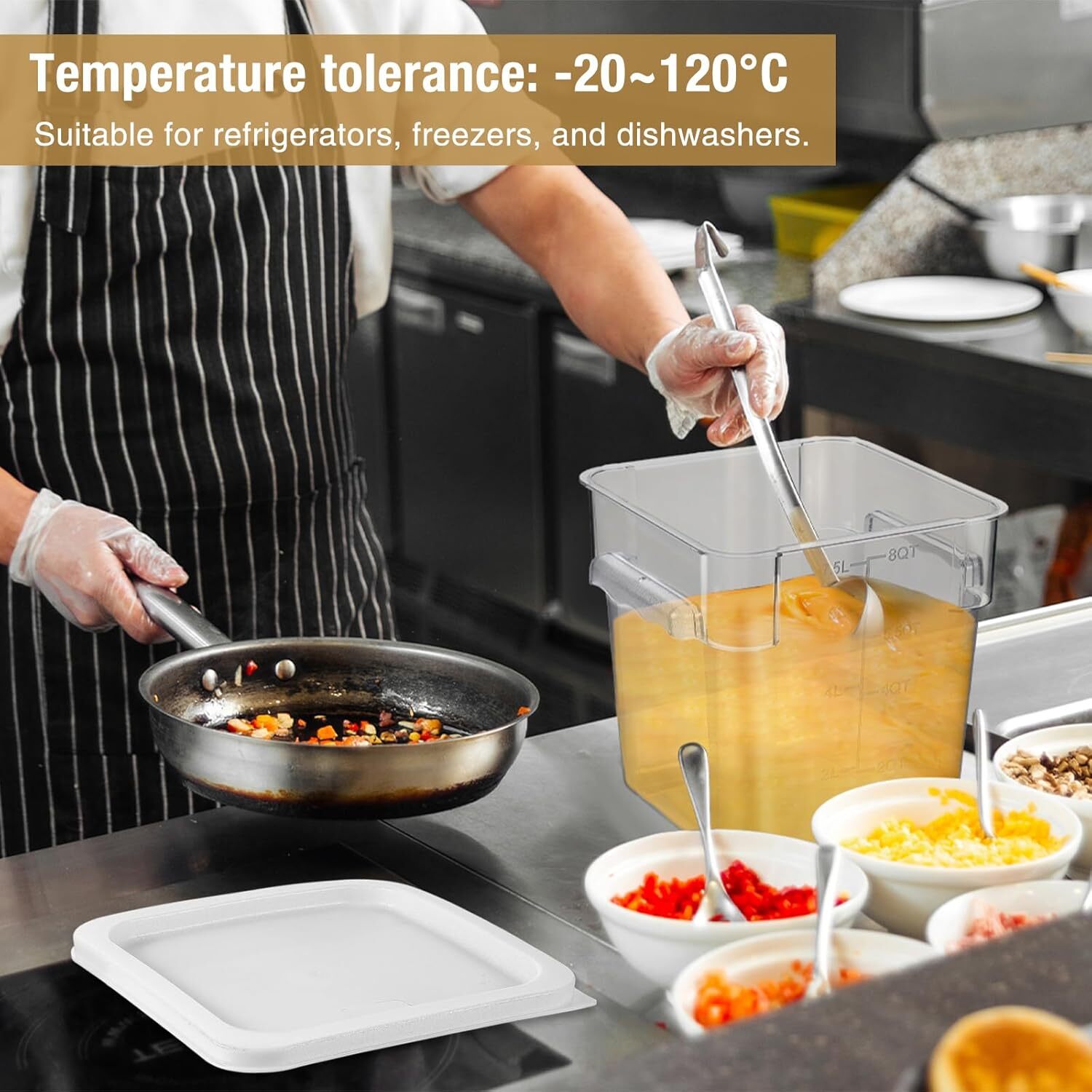 2-Piece Square Crisper Polycarbonate Clear Crisper with Lid Graduated, 8-Quart