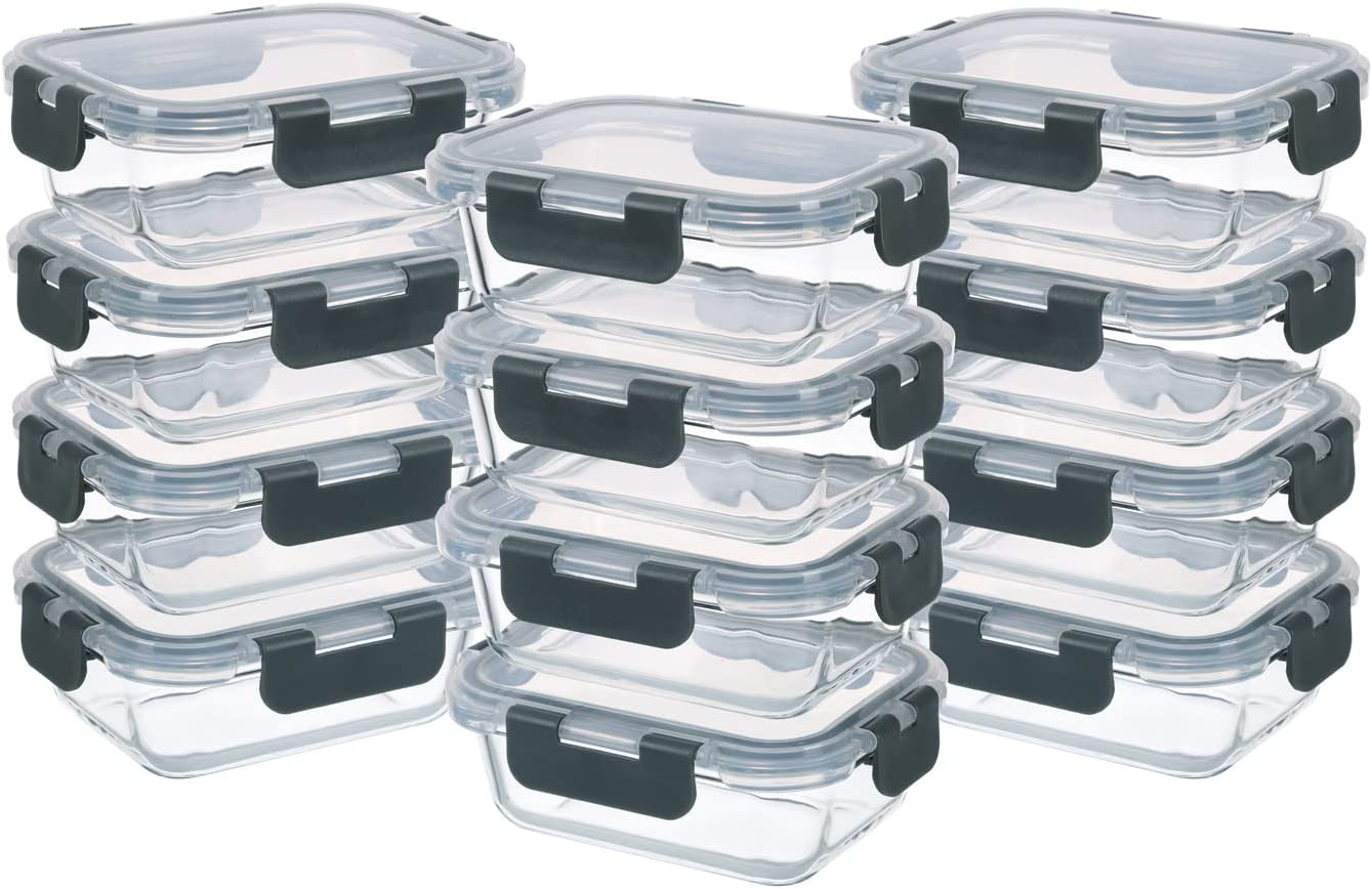 GULFLIN 24-Piece Small Glass Food Storage Containers with Lids Airtight, 1.5 Cup
