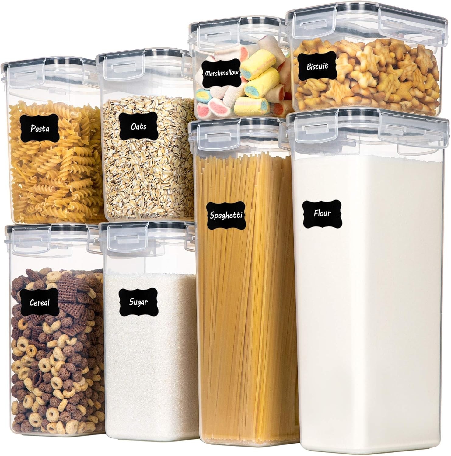 BPA-Free Airtight Food Canisters with Clip-On Lids – 4 Size Variety (8 PCS)