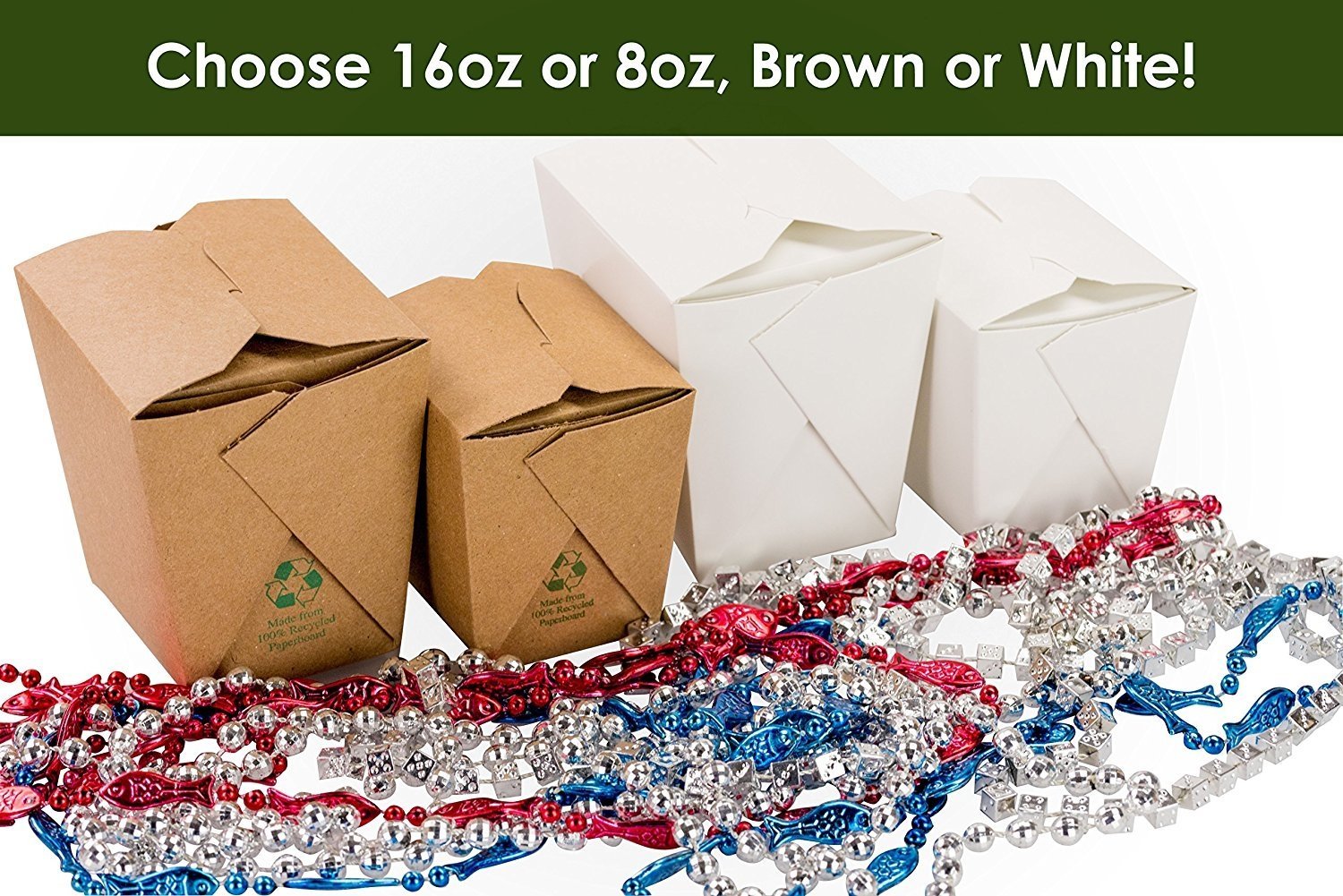 [50-Pk] White Chinese Takeout Boxes Stackable 16 Oz Cartons by Avant Grub