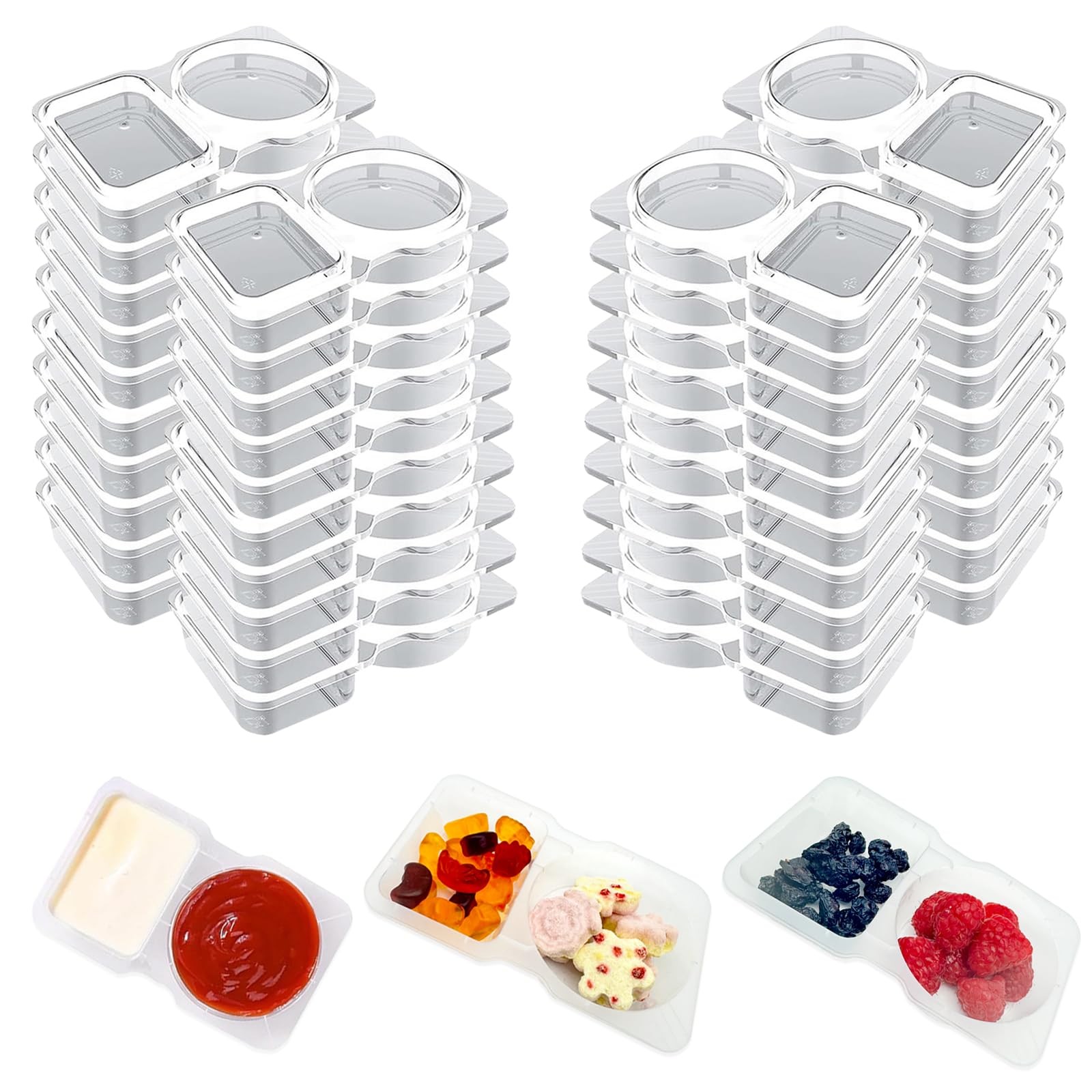 40pcs Double Compartment Condiment Container With Lids, 5oz Small Disposable …