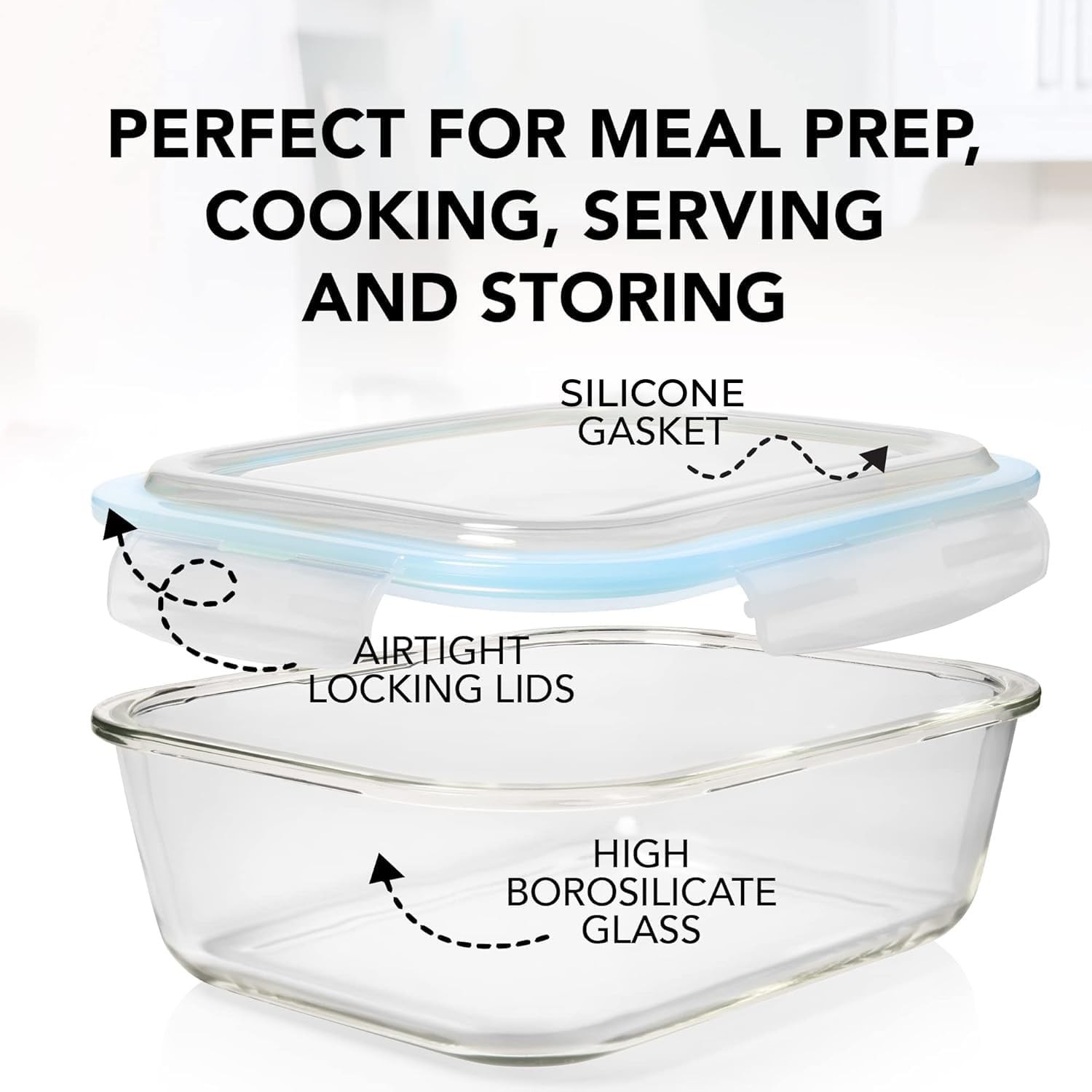 16 Pc (Set of 8) 30 Oz Glass Meal Prep Containers with Lids,