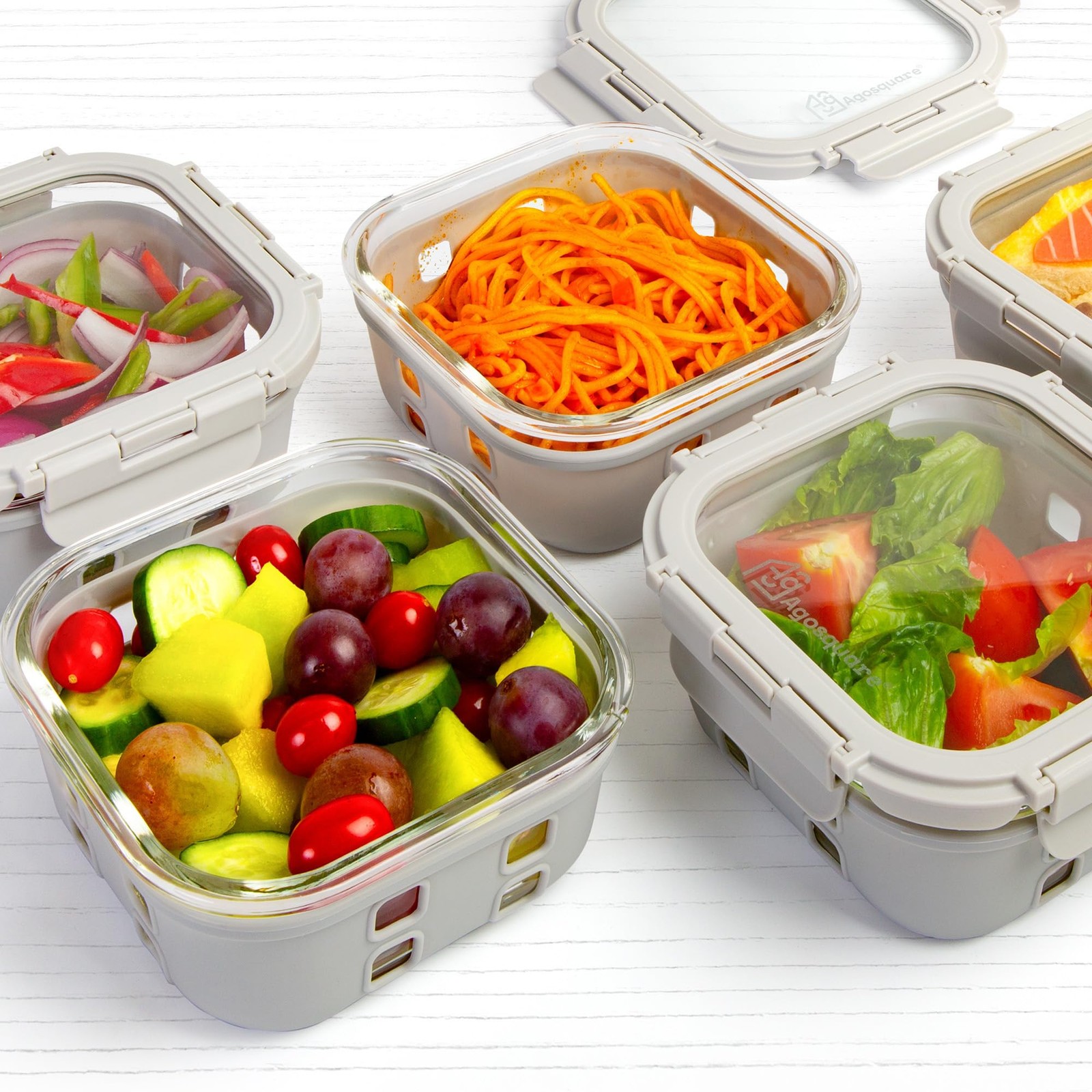 Glass Food Storage Containers with Glass Lids – 28oz Meal Prep Containers, Lu…