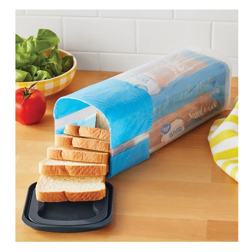 Clear Bread Storage Container with Gray Lid 5.25 x 5.25 x 13.62 Inches Kitchen