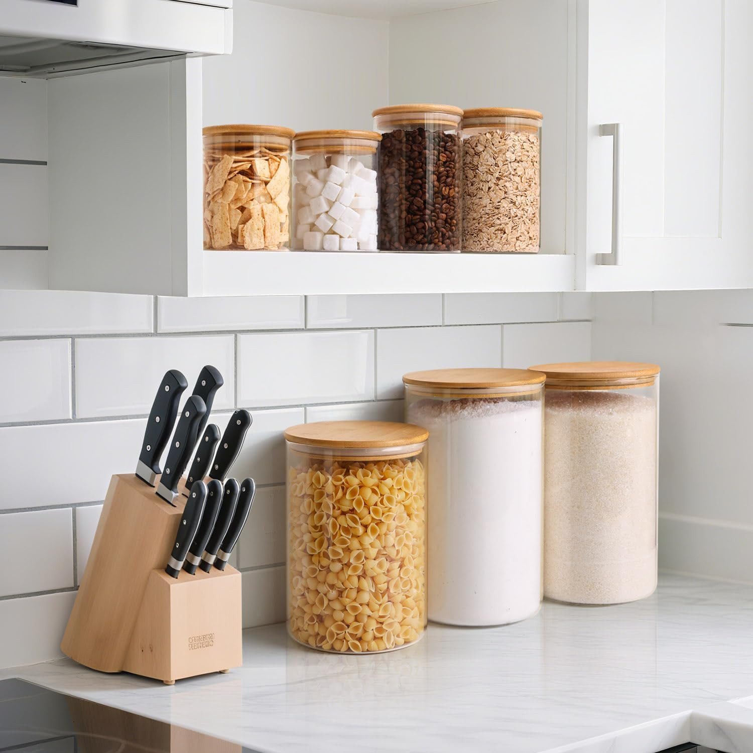 ComSaf 2Pcs Large Glass Storage Containers with Lids 4Qt, 1 Gallon Wide Mouth Fl