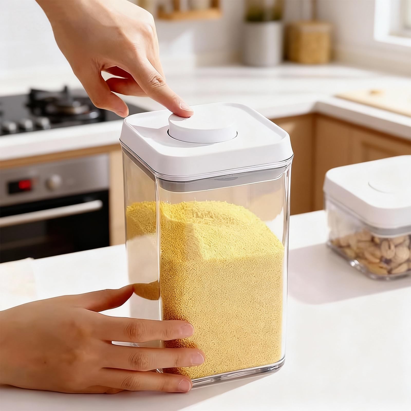 Pop Airtight Food Storage Containers with Lids, Push Button Seal BPA-for Kitc…