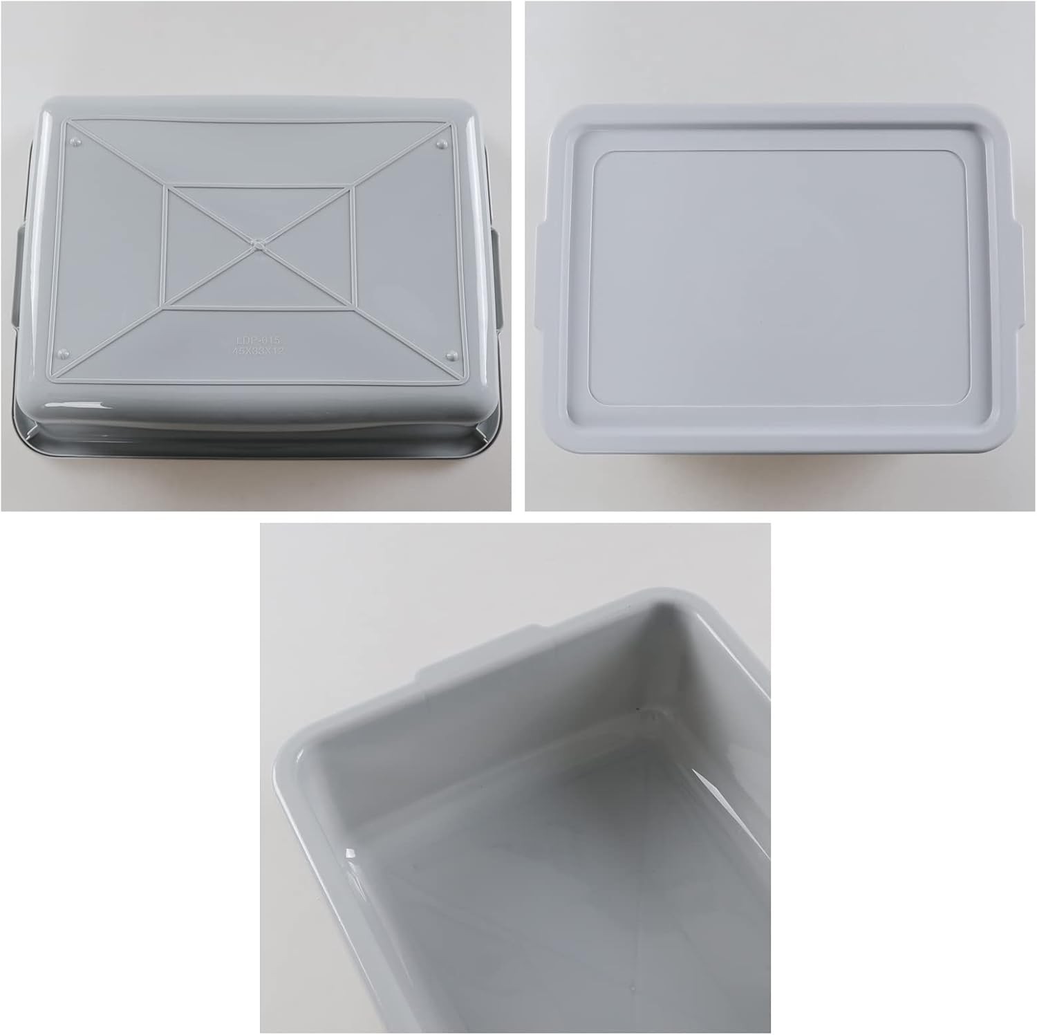 3 Pack Bus Tubs Commercial, 13 L Meat Tubs with Lids, Silver Grey