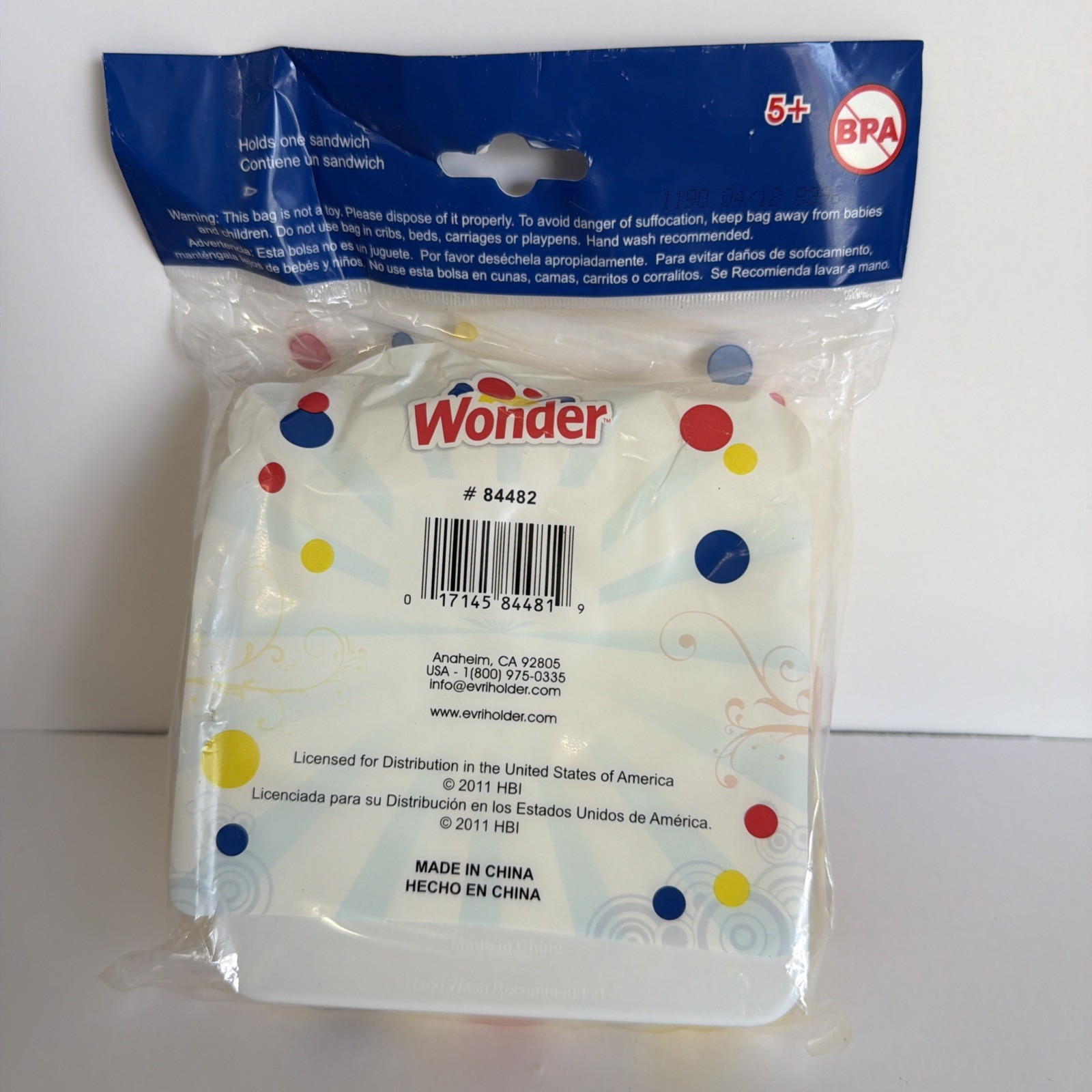 RARE Vtg YELLOW Wonder Calif Bread Plastic Container Polka Dots Sandwich Storage